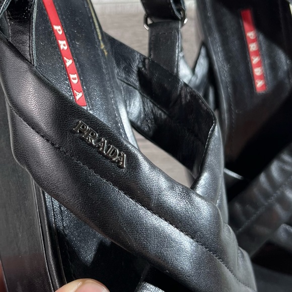 Prada Black 90s Criss Cross Platform Sandals - Picture 3 of 6